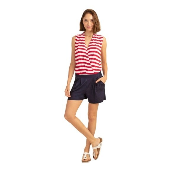 NWOT Trina Turk | Red White & Blue Giselle Romper XXL - Picture 1 of 10